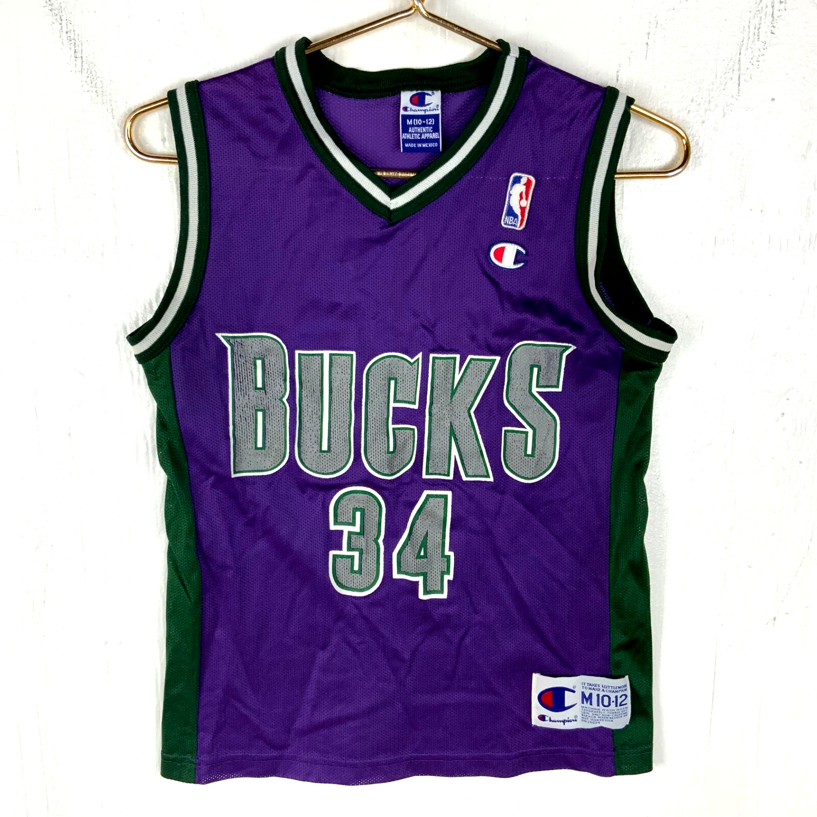 Vintage Milwaukee Bucks Jersey Youth Medium Champion Ray Allen Purple Nba