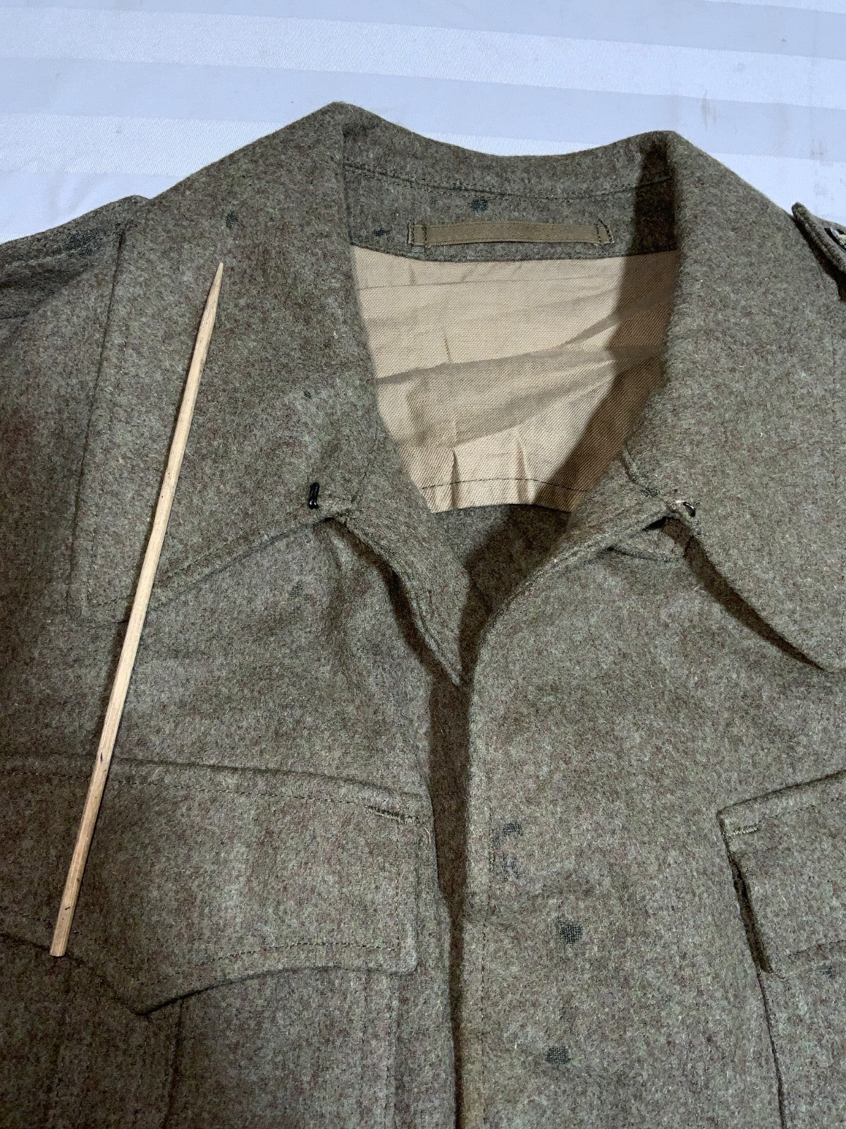 Vintage German Military Wool Jacket Size Small Green Button Up Vietnam Era 60s