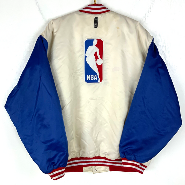 Vintage Nba Reebok Bomber Jacket Size 2XL White Snap Button Insulated