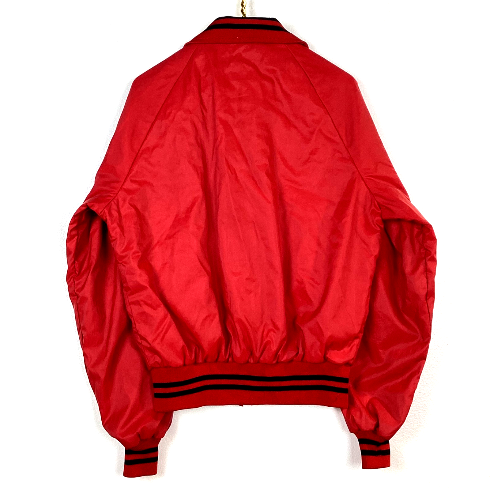 Vintage 1980s Bomber Windbreaker Jacket Size Large Red Full Zip Pag Seeds Usa