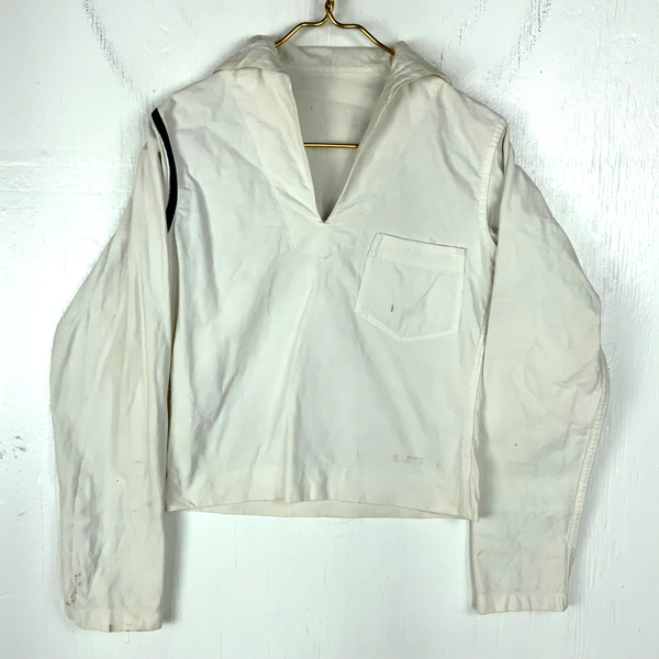 Vintage Us Navy Sailors Crackerjack Shirt XS White Long Sleeve 40s
