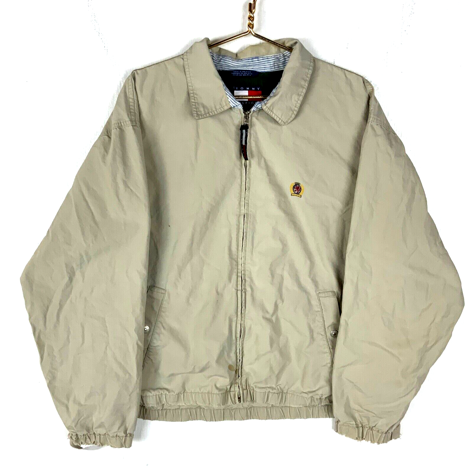 Vintage Tommy Hilfiger Harrington Jacket Large Beige Full Zip 90s
