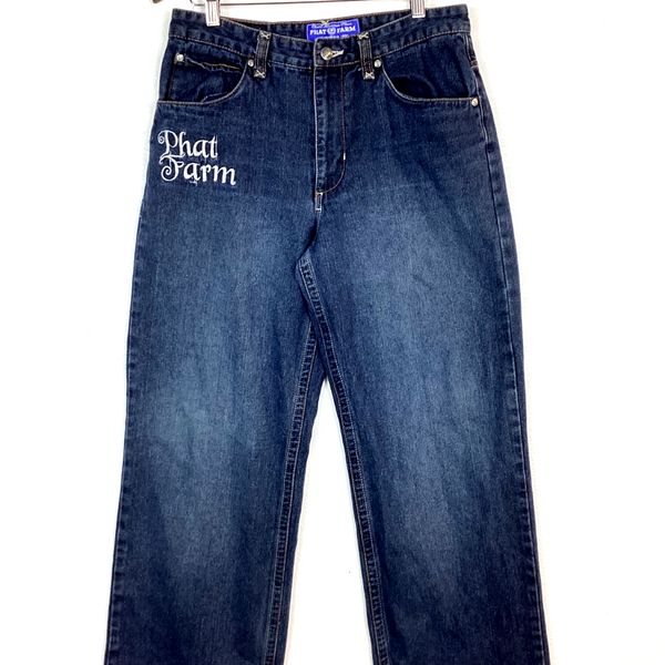 Vintage Phat Farm Women’s Denim Jean Size 20 Blue Baggy Y2K