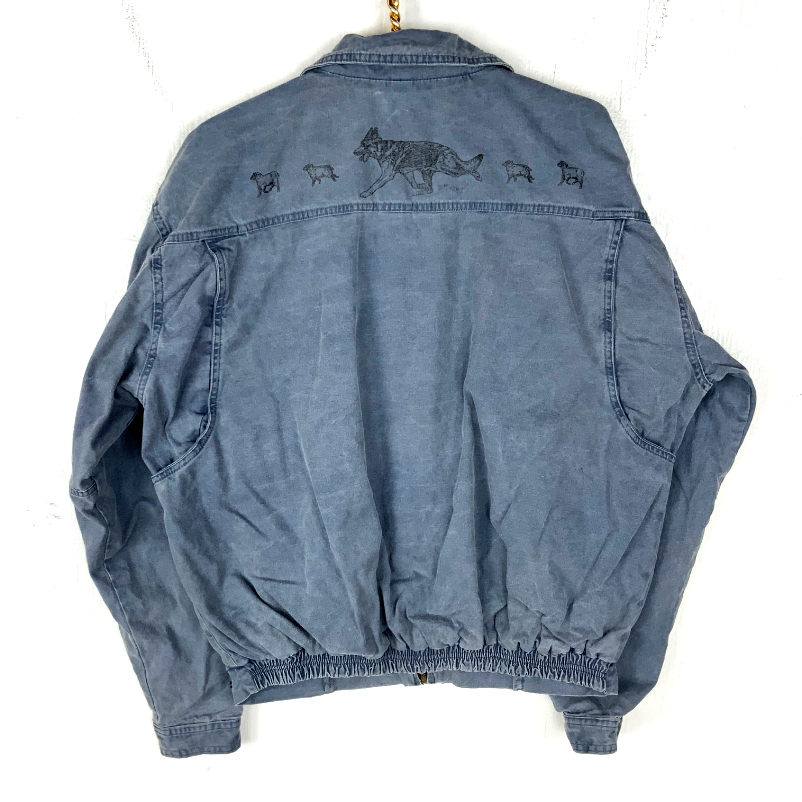 Vintage Woolrich Denim Jean Jacket Large Blue Full Zip Blanket Lined 90s Usa