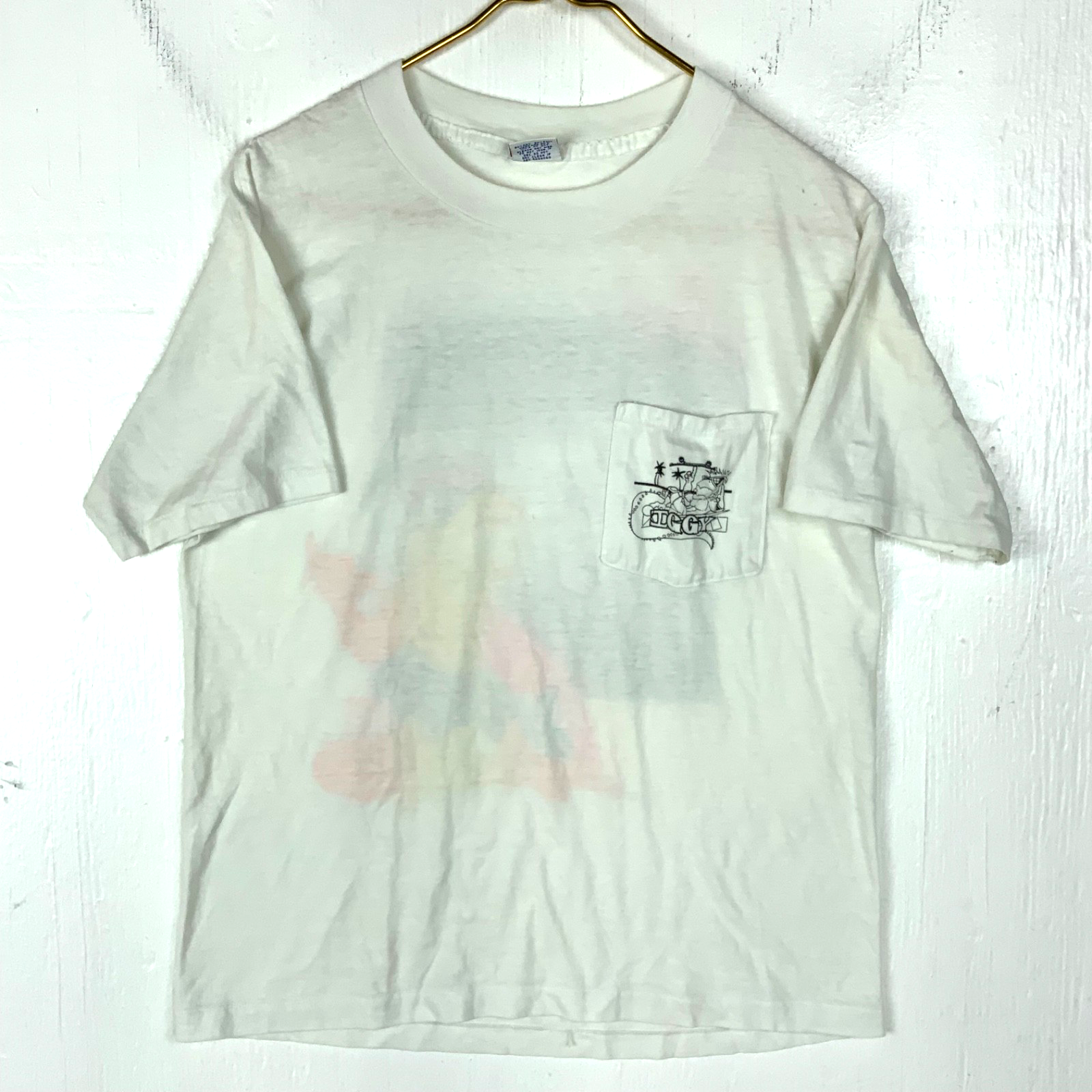 Vintage Surf Evolution T-Shirt Large White Hot Sessions 1987 Iggy Dinosaur 80s