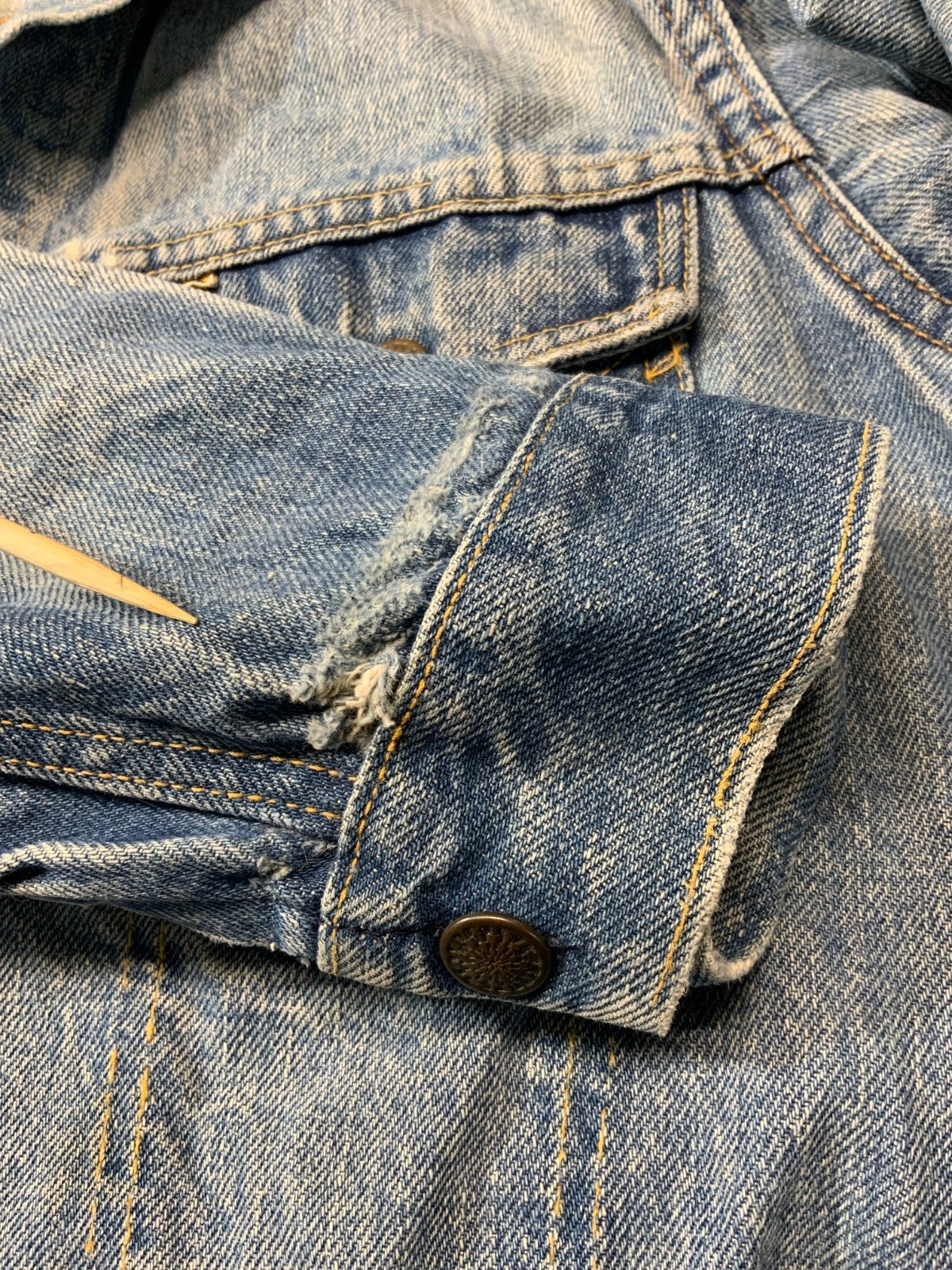 Vintage 1970s Big Yank Western Style Denim Jean Jacket Small Blue Snap Button