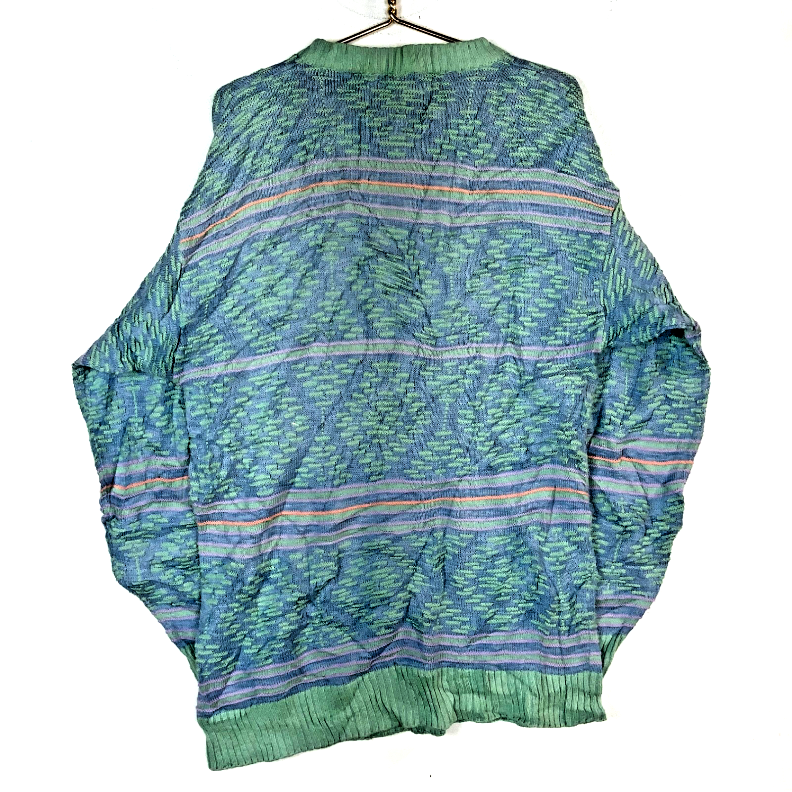 Vintage Chaps Ralph Lauren 3D Knit Sweater XL Blue Crewneck 90s