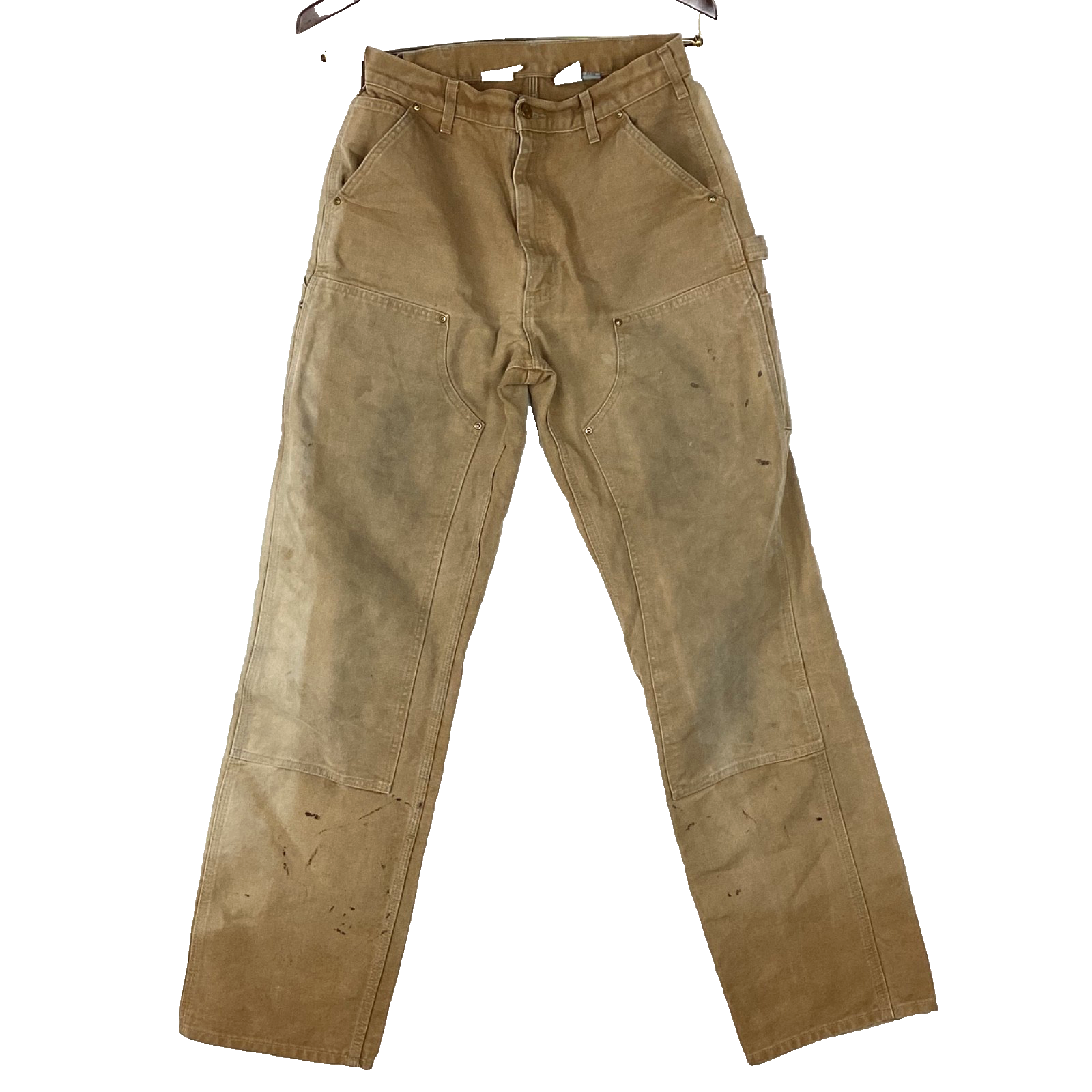 Vintage Carhartt Double Knee Dungaree Pant 33 X 36 B01 Made Usa Brown Duck