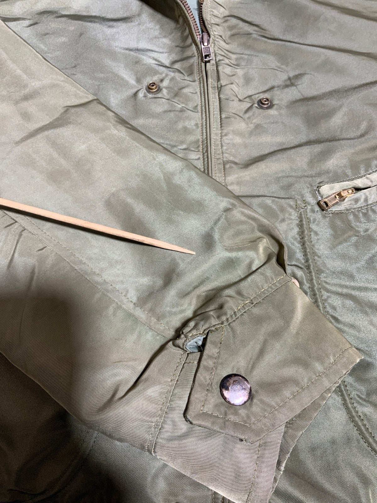 Vintage Avirex Us Army Bomber Jacket Medium Green Made Usa Full Zip 80s 90s