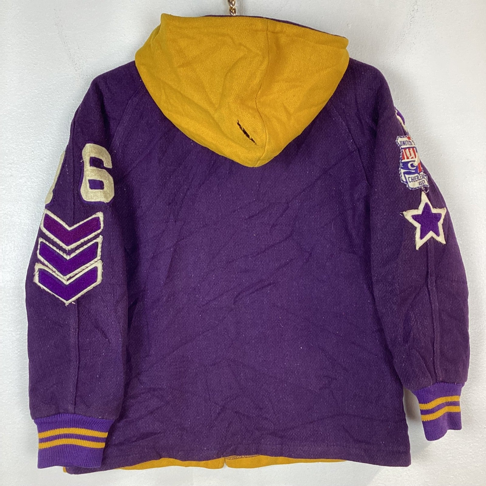 Vintage 1970s Wool Varsity Jacket Women's Medium Hooded Made Usa Talon Zip