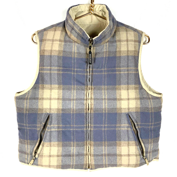 Woolrich Women's Arctic Plaid Reversible Wool Puffer Down Vest Medium Full Zip