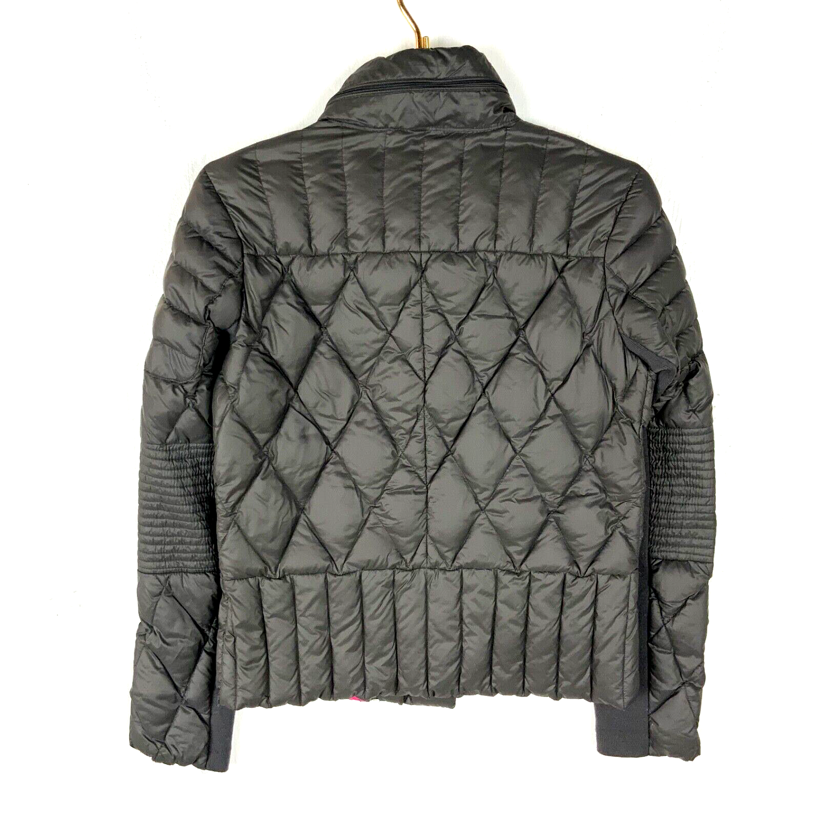 Bebe Women's Quilted Puffer Jacket Gray XS Full Zip