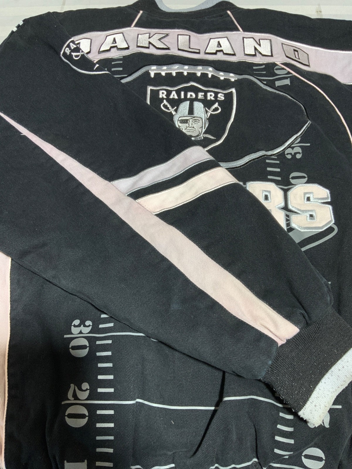Oakland Raiders Varsity Bomber Jacket 4XL Snap Button Quilt Lined Nfl