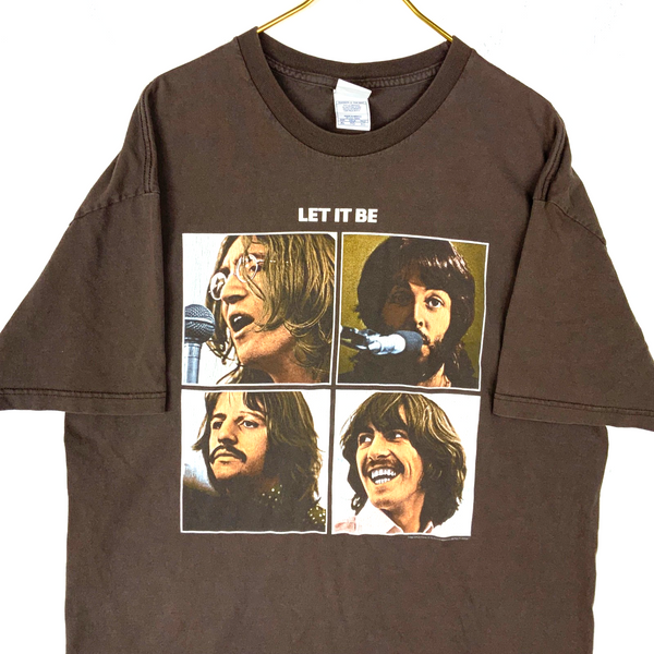Vintage The Beatles T-Shirt Size XL Brown Rock Band 2004 Apple Y2K