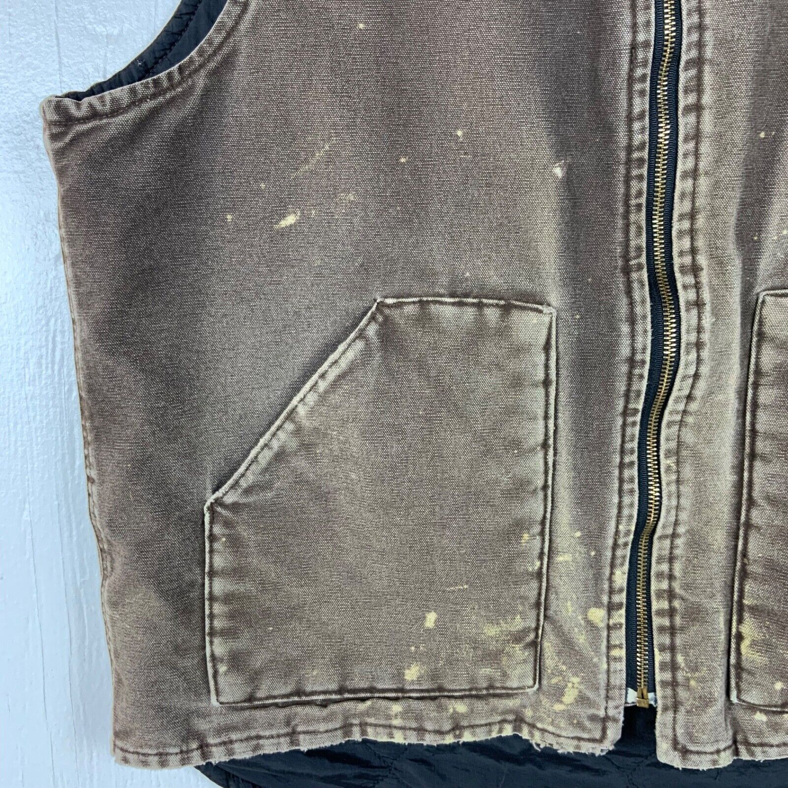 Carhartt Duck Vest Jacket XL Tall Brown Full Zip Quilt Lined Workwear