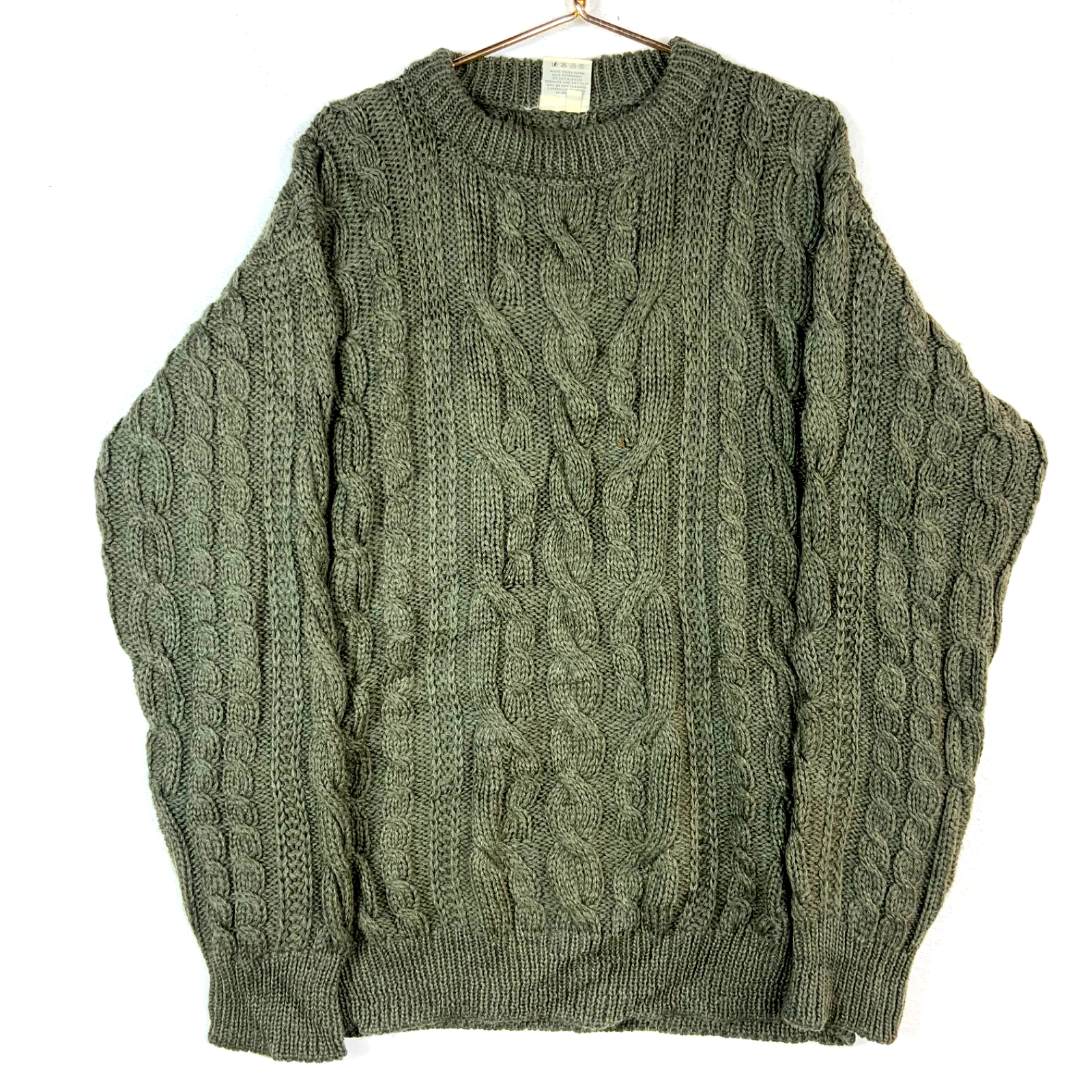 Vintage Murphy Of Ireland Wool Cable Knit Sweater 2XL Green Crewneck