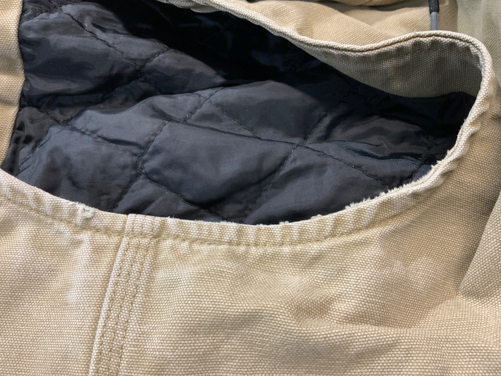 Carhartt Duck Vest Jacket Large Brown Full Zip Quilt Lined Hooded