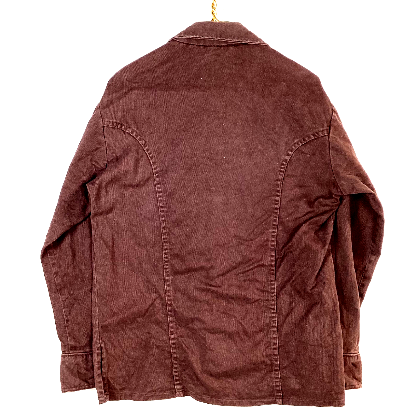 Vintage 1980s Denim Shirt Jacket Medium Brown Snap Button Ford Mustang Cobra