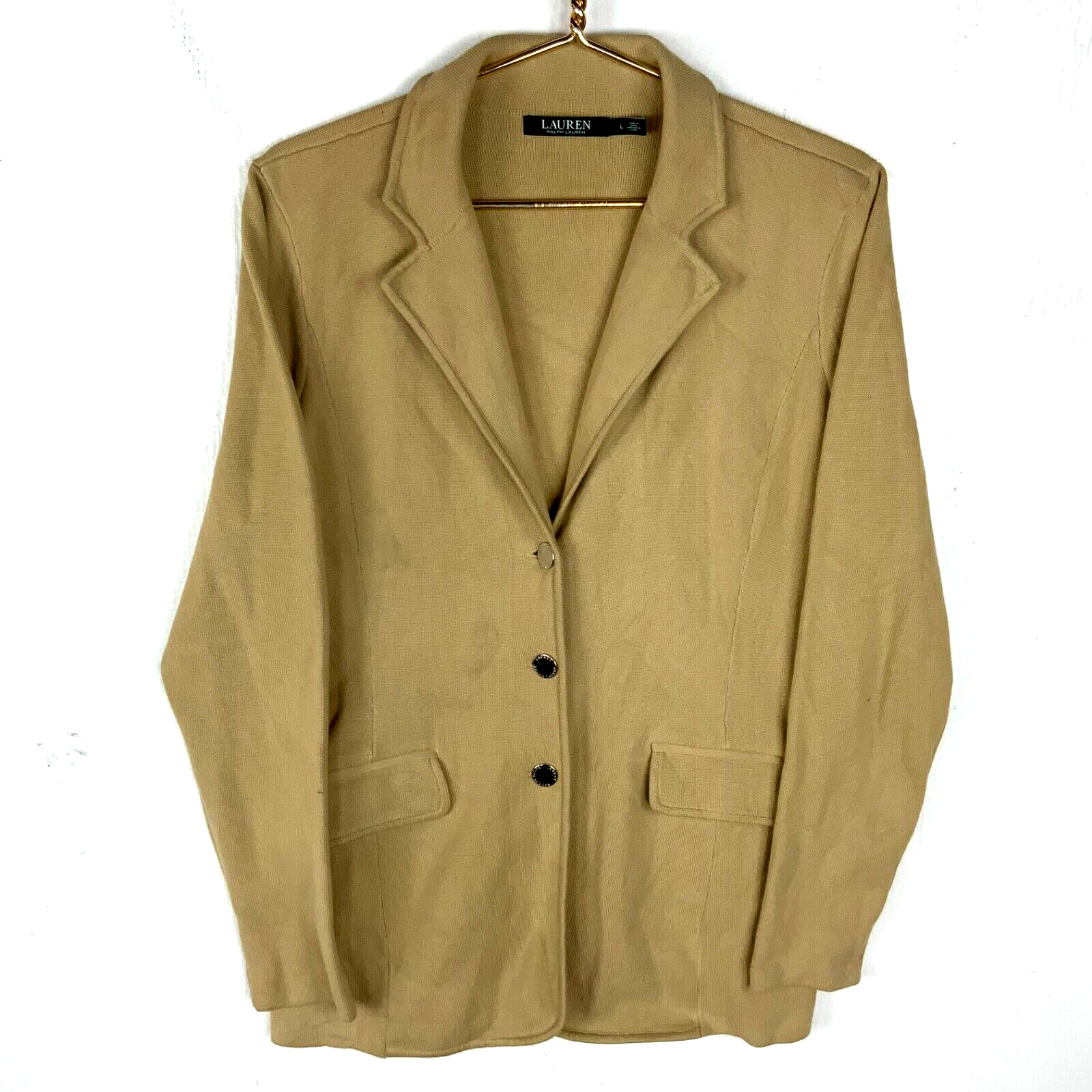 Vintage Lauren Ralph Lauren Knit Blazer Sweater Women’s Large Brown