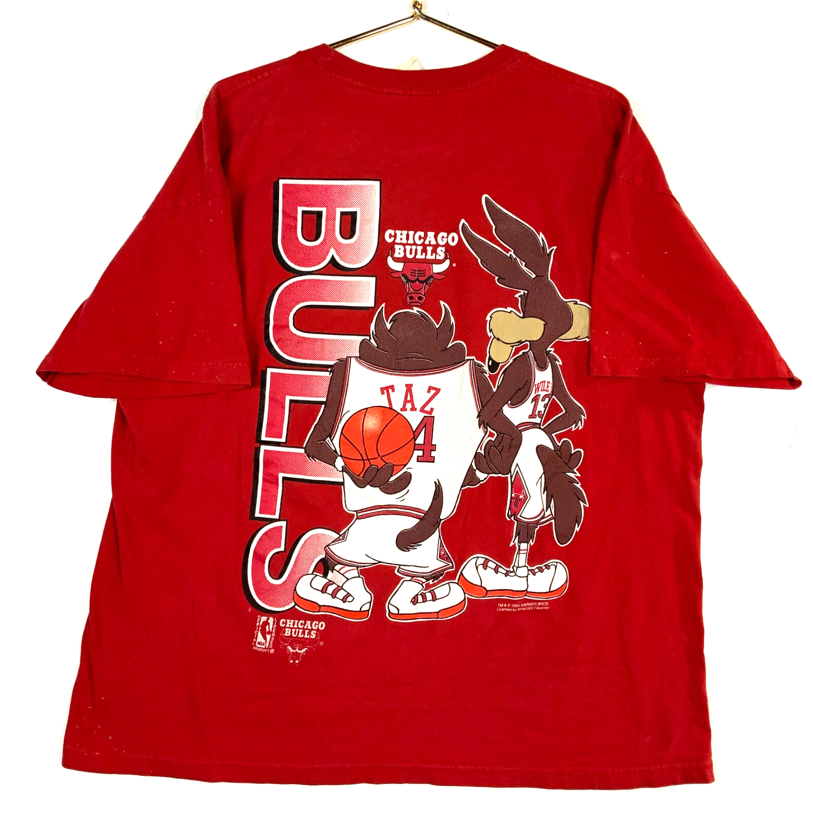 Vintage Chicago Bulls Looney Tunes T-shirt 2XL Nba 1994 Taz Wile E Coyote 1990s