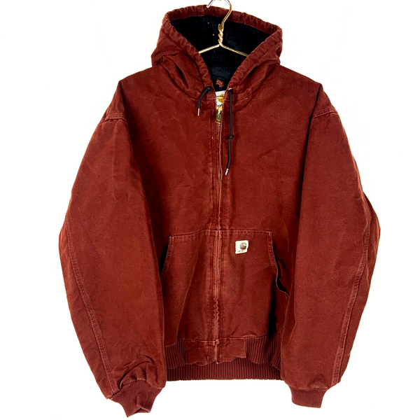 Carhartt Duck Jacket XL Red Full Zip Quilted Lined Workwear J130 Cly