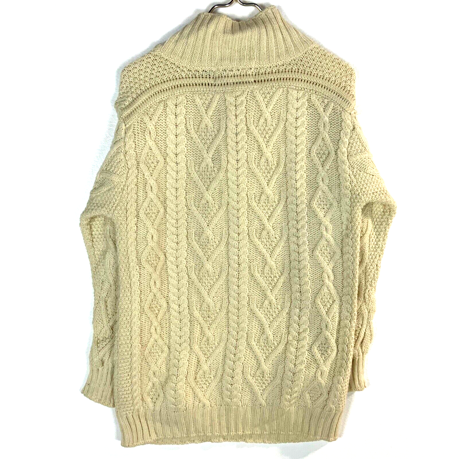 Aran Sweater Market Cable Knit Wool Henley Sweater Women’s Small White Ireland