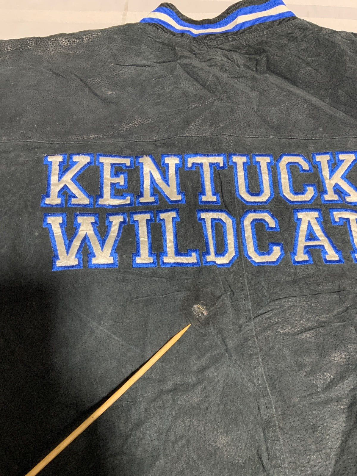 Vintage Kentucky Wildcats Suede Leather Bomber Jacket 2XL Black Lined Ncaa