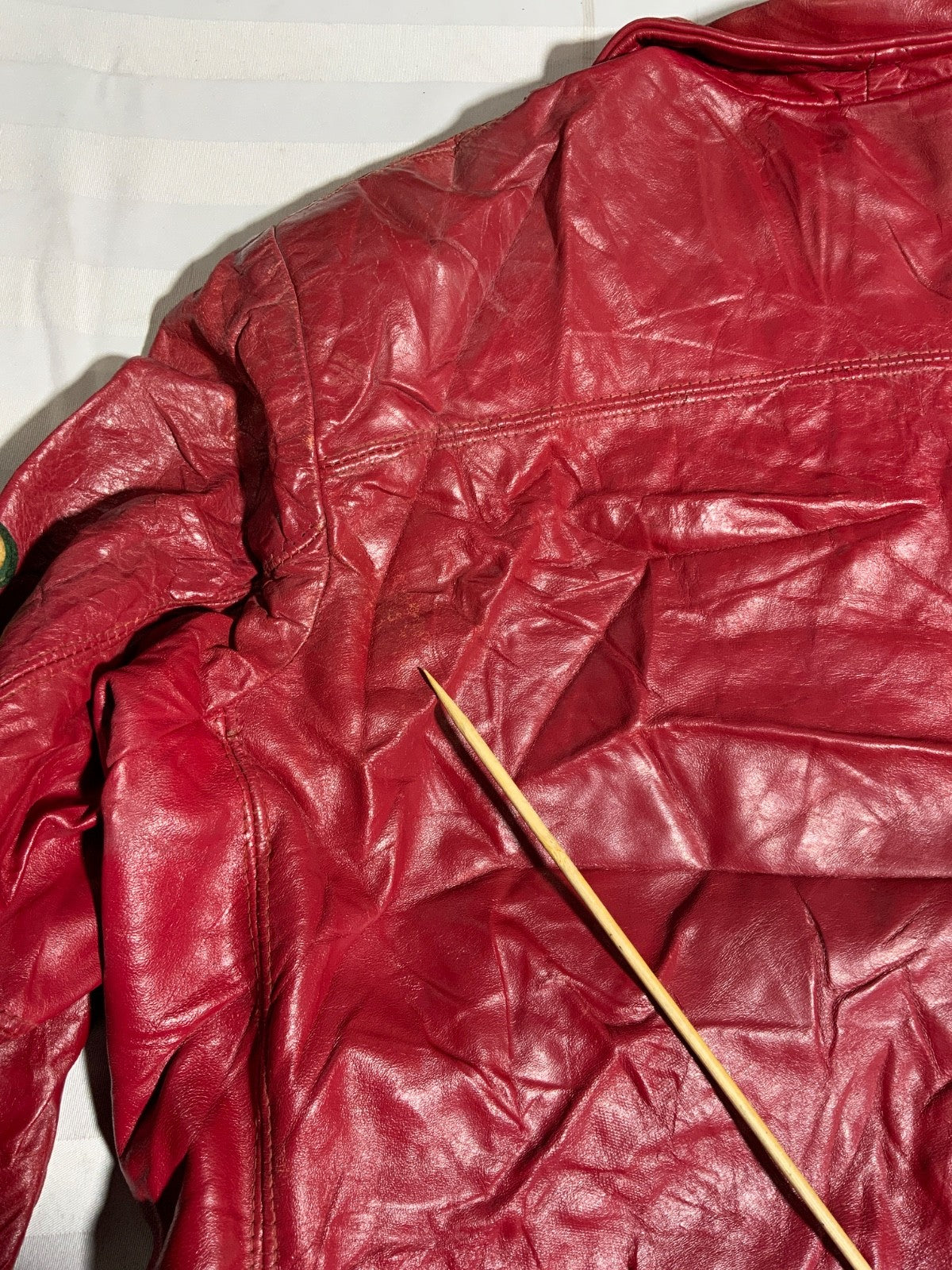 Vintage 1970s Leather Varsity Letterman Jacket Large Red Made In Canada
