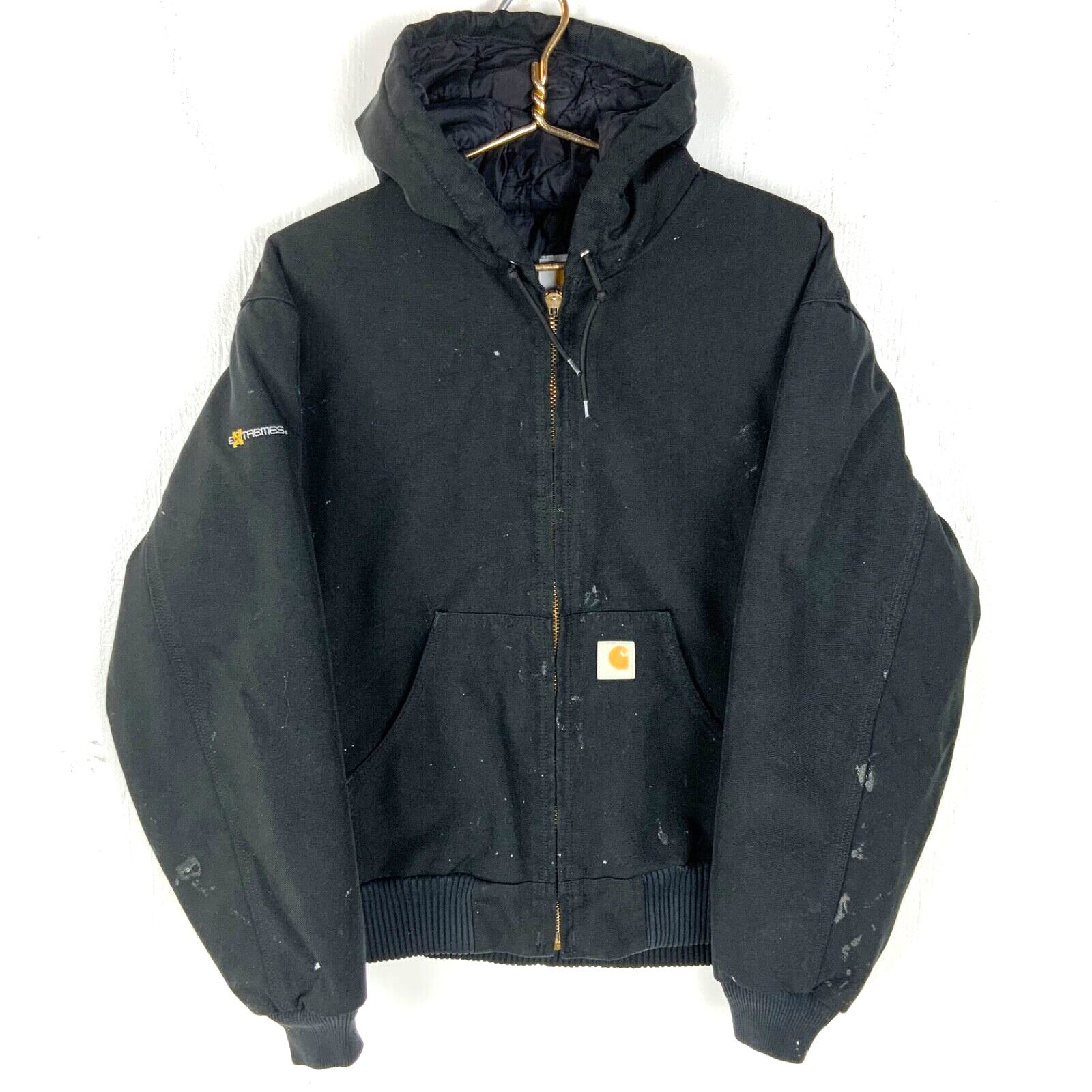 Carhartt Duck Jacket Medium Black Full Zip Quilted Workwear