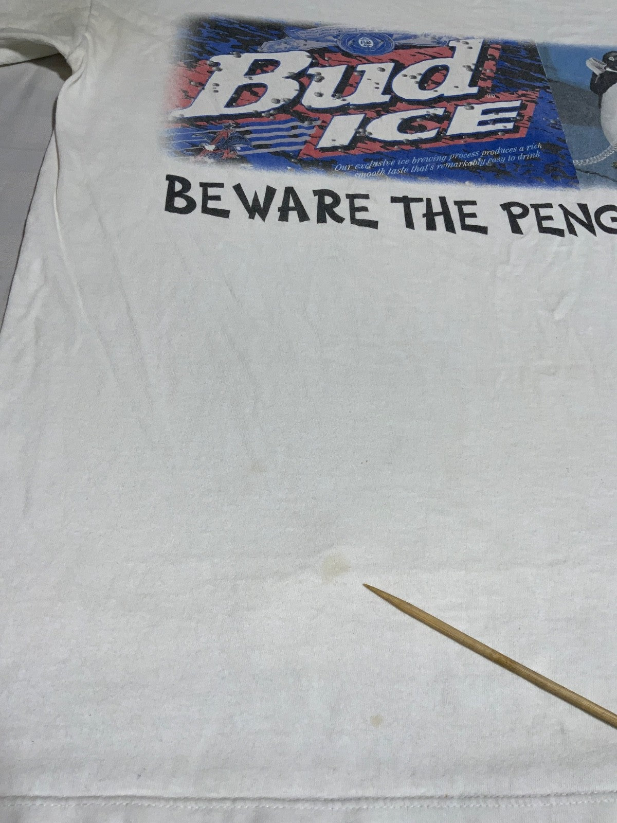 Vintage Bud Ice T-Shirt XL Wild Oats Single Stitch 1996 Beware The Penguins 90s