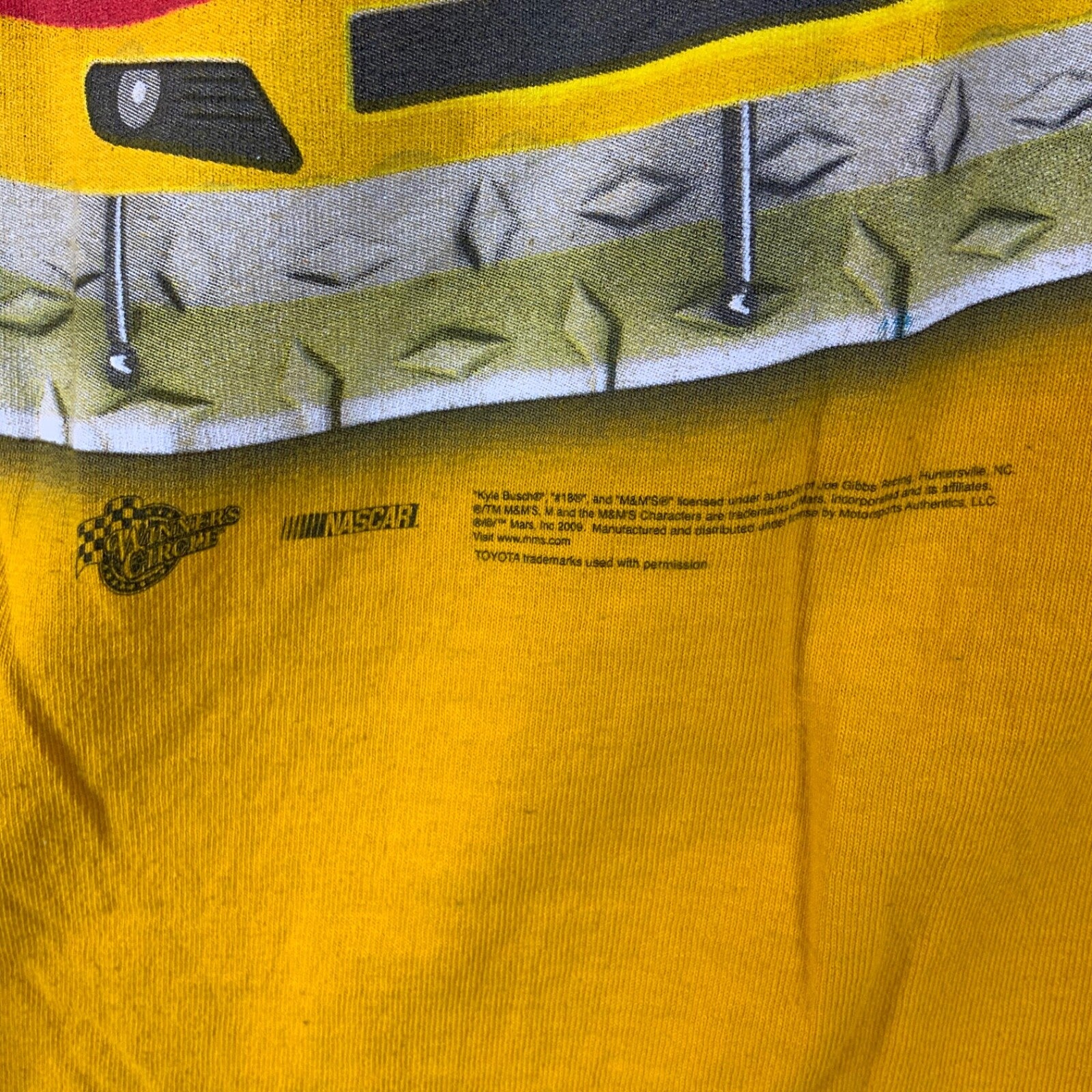 Y2K Nascar T-shirt 2XL Yellow Long Sleeve Joe Gibbs Racing M&m Kyle Busch
