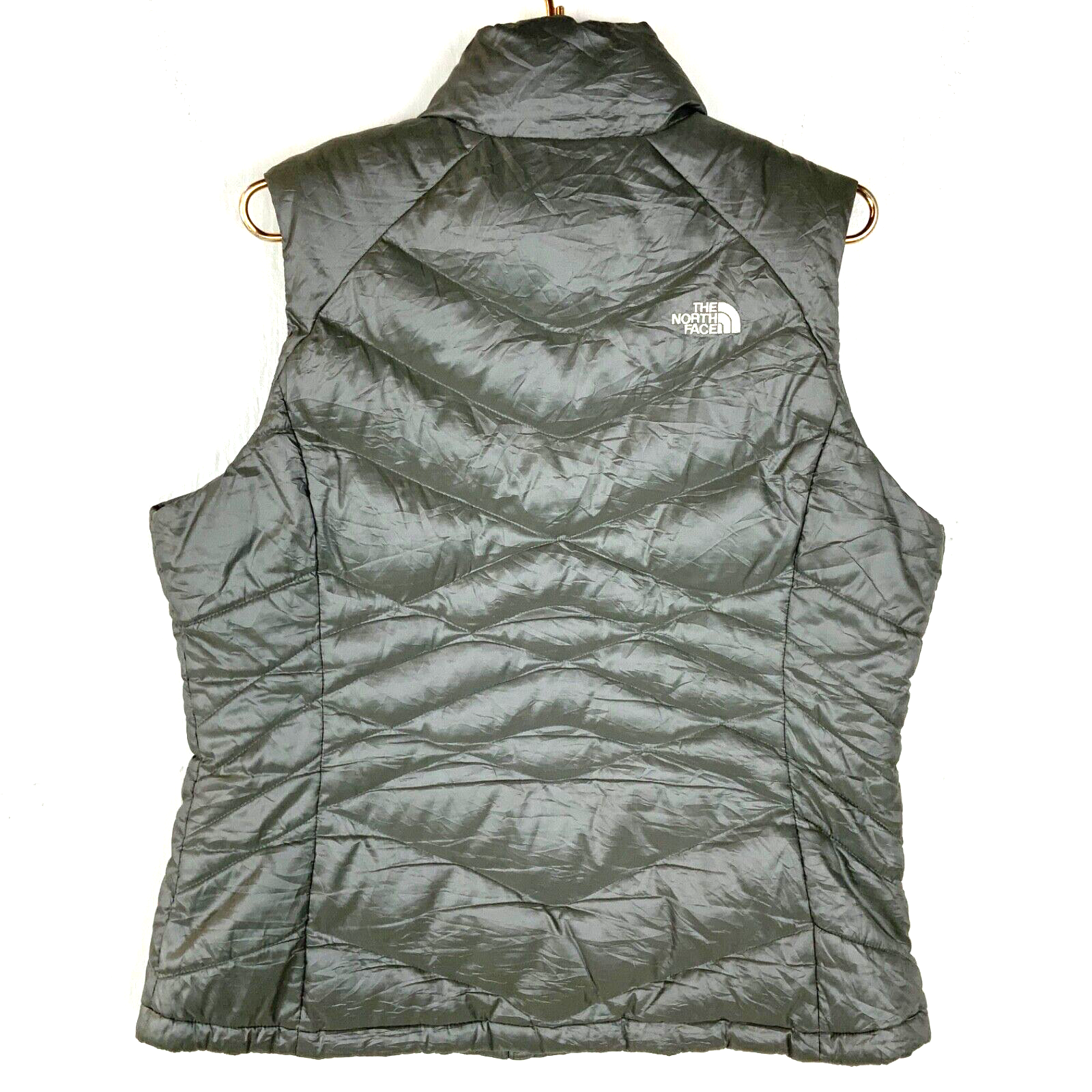 The North Face Women's 550 Down Puffer Vest Size XL Gray Full Zip