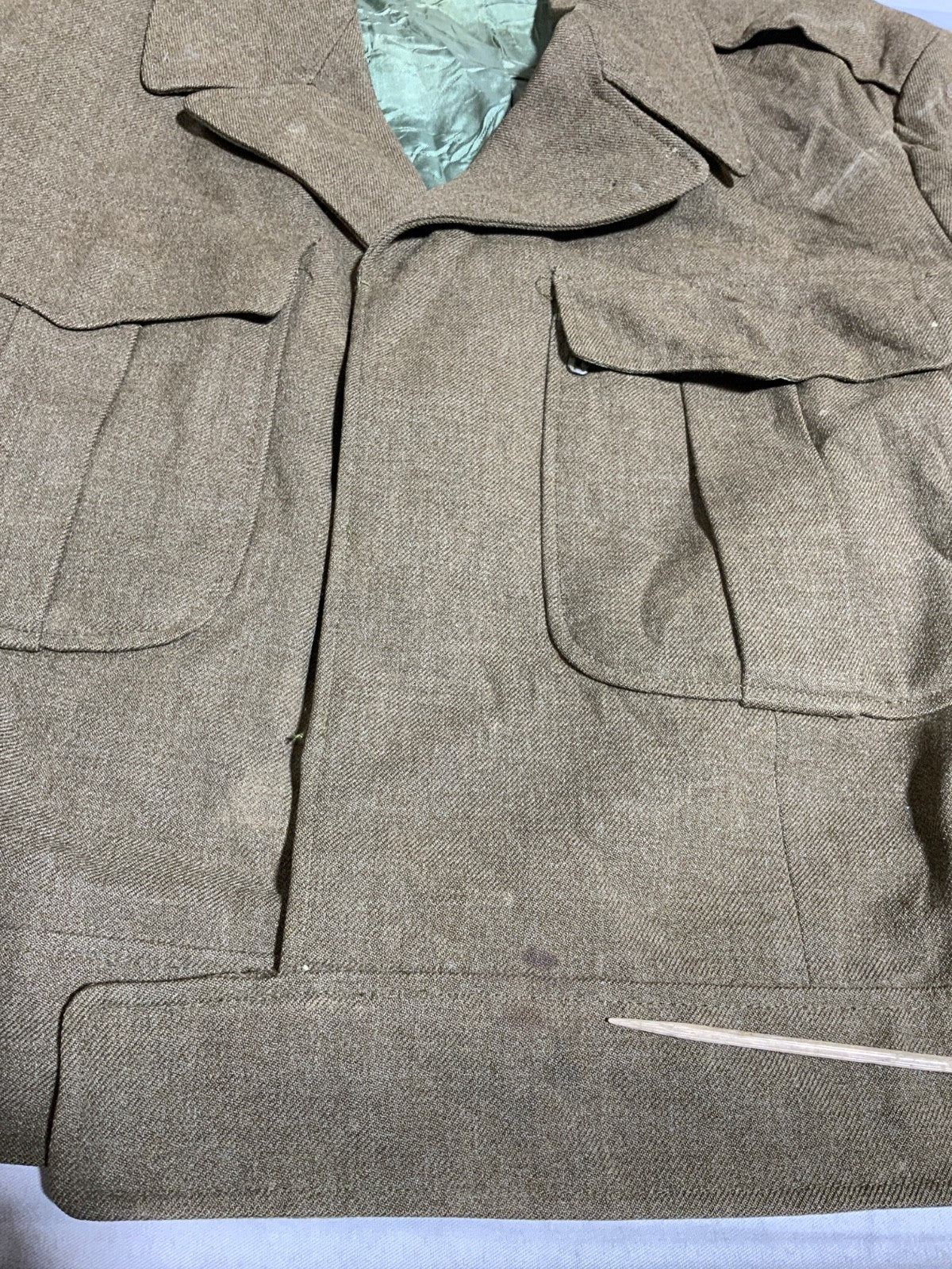 Vintage Us Army Wool M-1950 Jacket Small Brown Button Up Ww2 1953