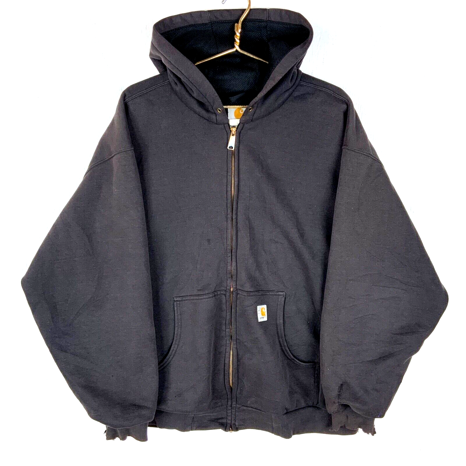 Vintage Carhartt Active Lined Sweatshirt Hoodie Jacket 2XL Black Zip Workwear