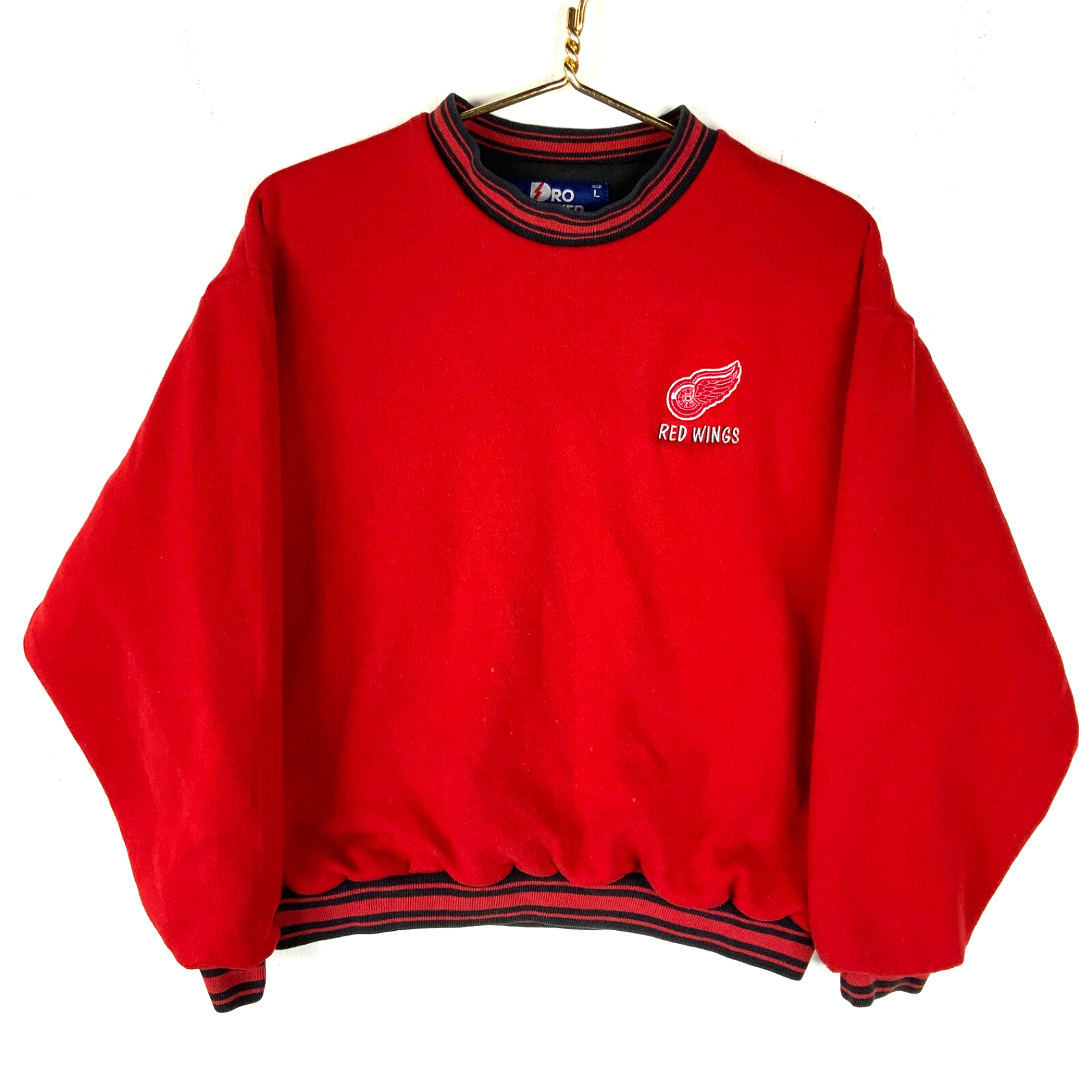 Vintage Detroit Red Wings Pro Player Sweatshirt Large Reversible Black Red Nhl