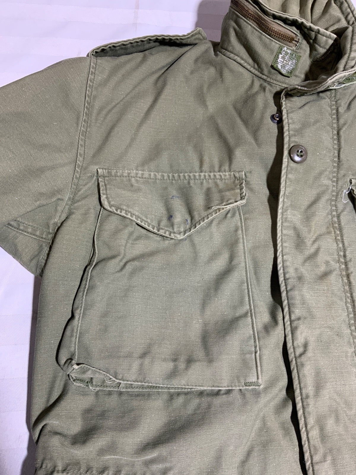 Vintage Us Army Og-107 Jacket Size Small Green Snap Button Vietnam Era 60s 70s