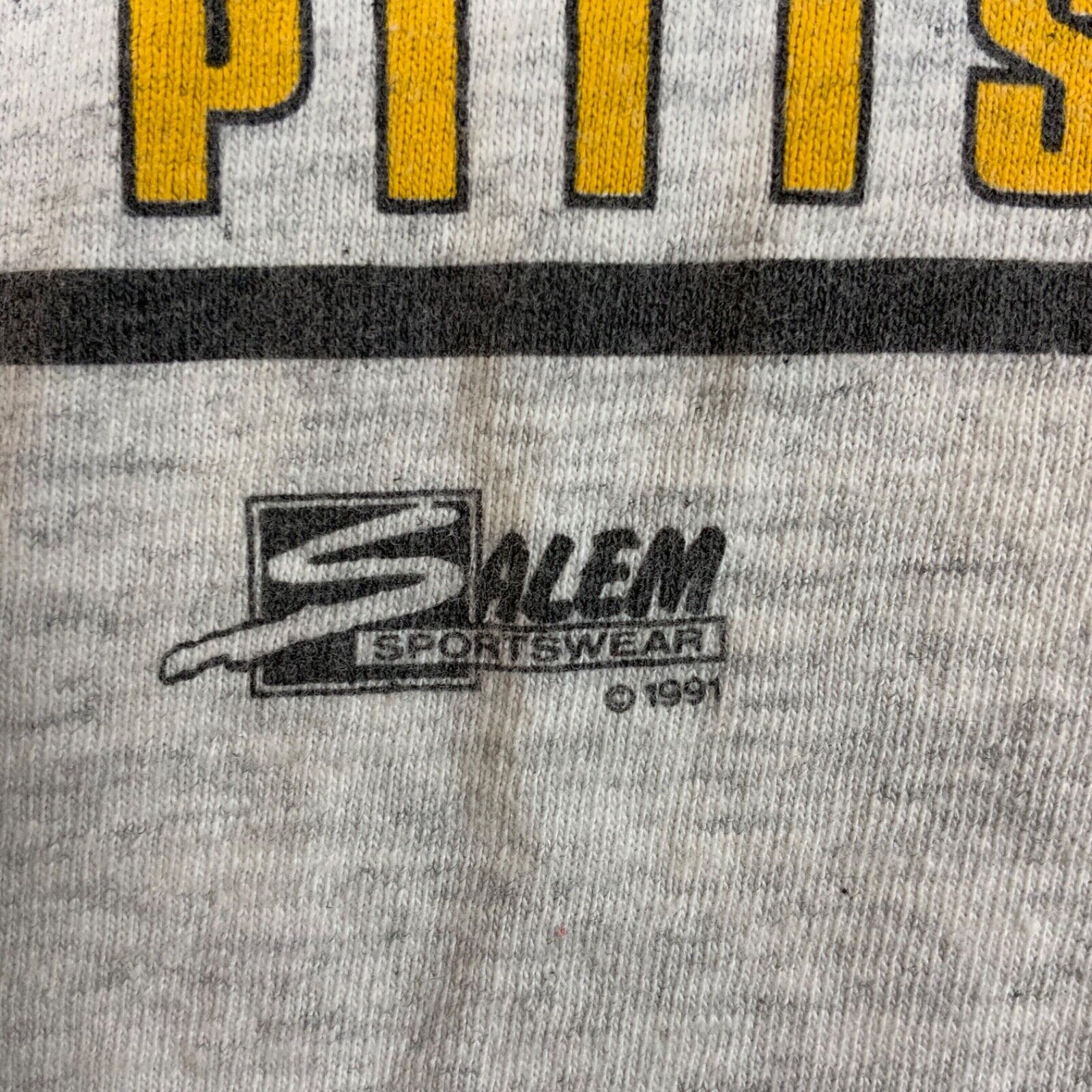 Vintage Pittsburgh Penguins Salem T-shirt Extra Large Gray 1991 Nhl Stanley Cup