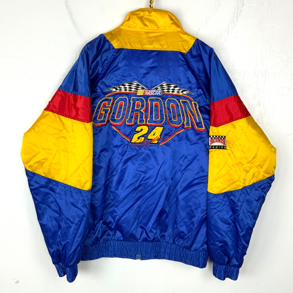 Vintage Nascar Puffer Bomber Jacket Large Full Zip Jeff Gordon Racing Nutmeg