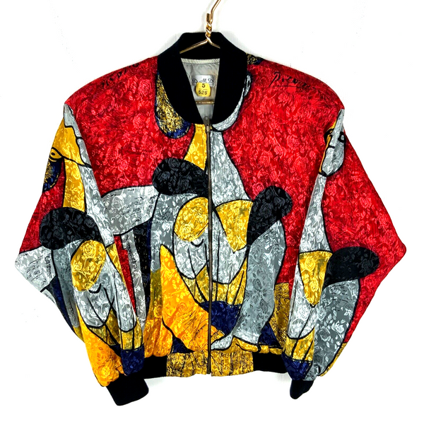 Vintage Picasso Women's Bomber Jacket XL Multicolor Full Zip