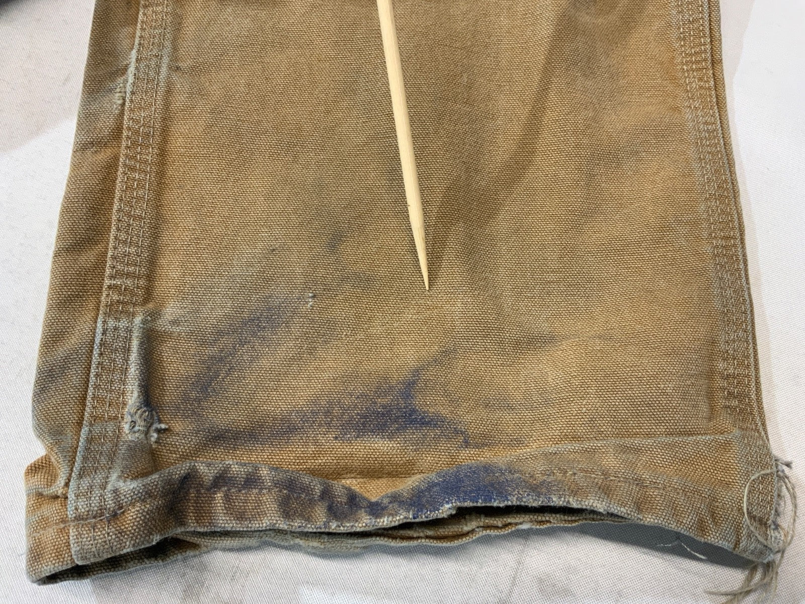 Carhartt Double Knee Dungaree Canvas Workwear Pants 36x34 Brown Distressed