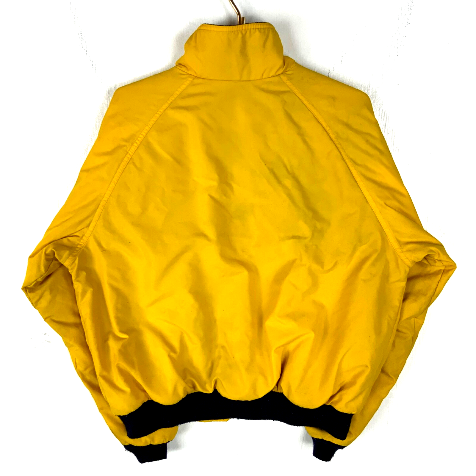 Vintage L.L. Bean Warm Up Jacket Large Yellow Full Zip Fleece Lined Bomber 90s