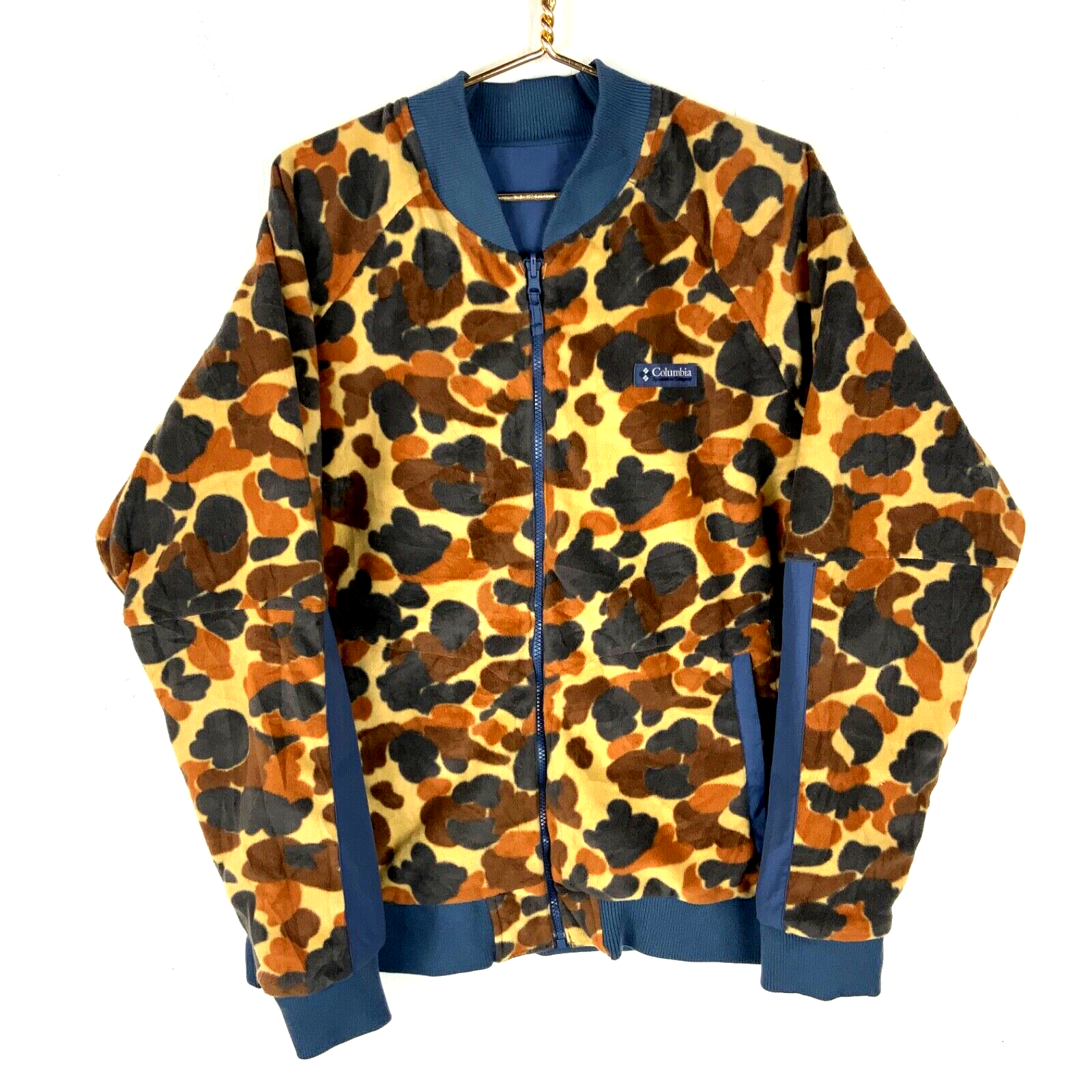 Columbia Camo Bomber Jacket XL Full Zip Reversible Fleece Lined