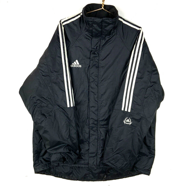 Vintage Adidas Puffer Jacket Size XL Black Full Zip