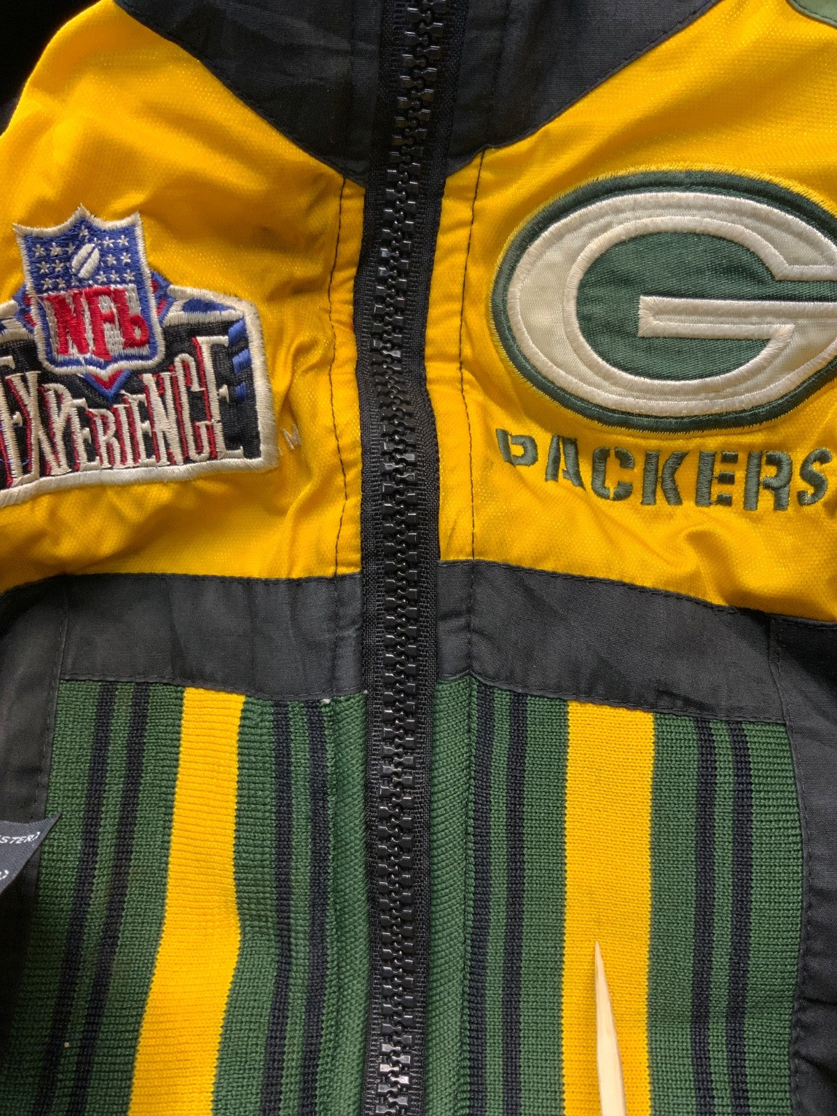 Vintage Green Bay Packers Proplayer Puffer Jacket Large Green Nfl Reversible