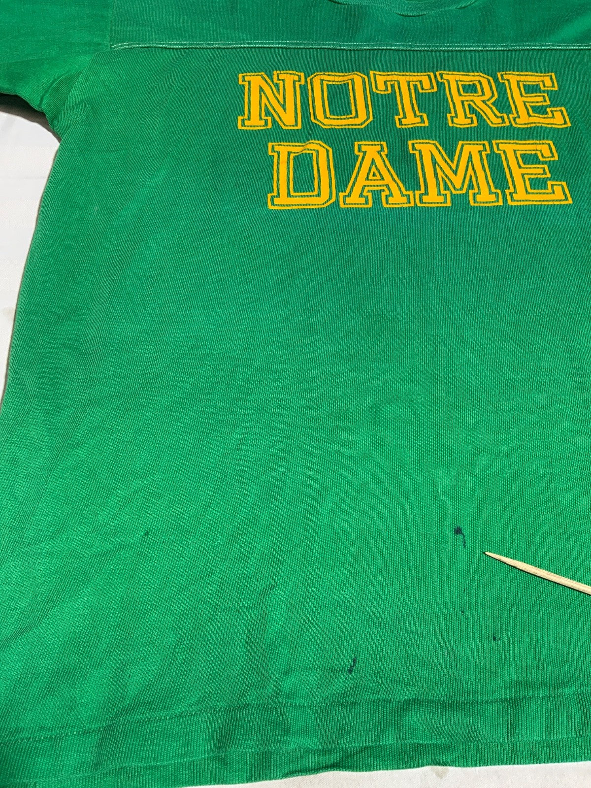 Vintage Notre Dame Fighting Irish T-Shirt XL Green Made Usa 3/4 Sleeve Ncaa 80s