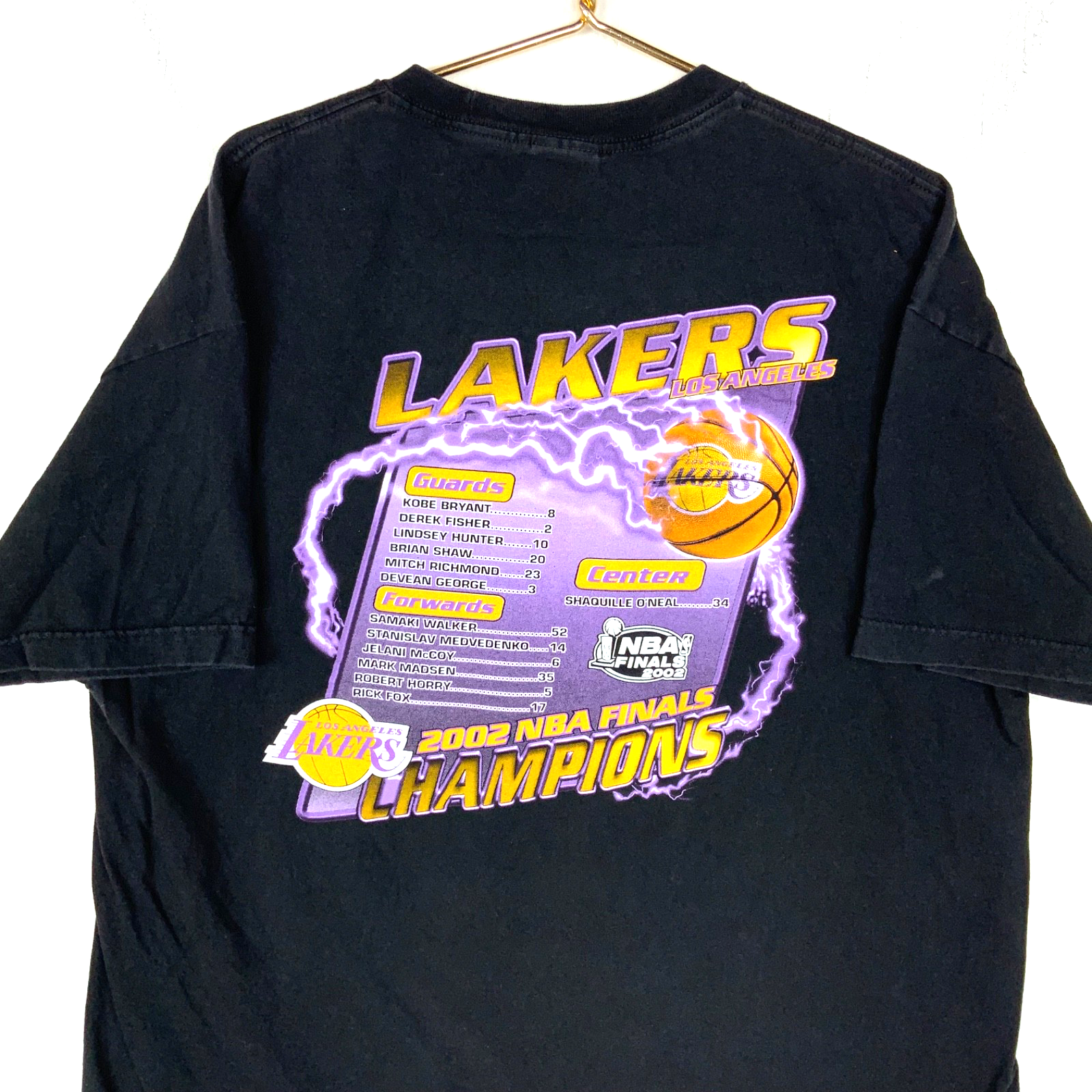 Vintage Los Angeles Lakers T-Shirt 2XL Black 2002 Nba Champs Three In A Row Y2K