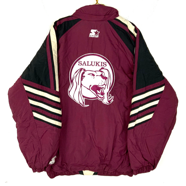 Vintage Southern Illinois Salukis Starter Jacket Large Red Full Zip Puffer Ncaa