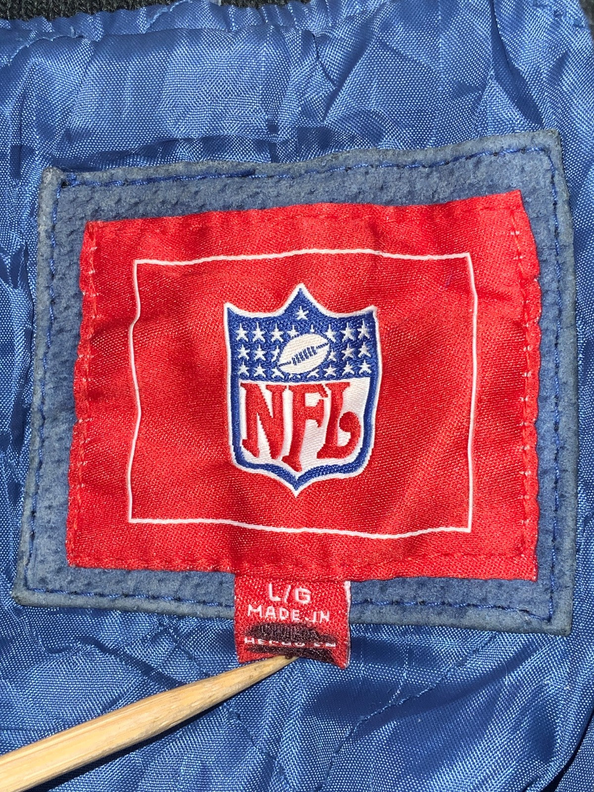 Indianapolis Colts Suede Leather Jacket Large Black Full Zip Varsity Bomber Nfl