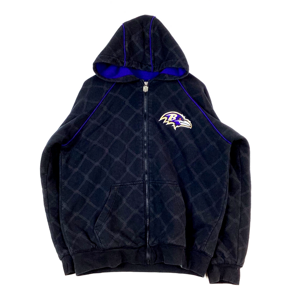 Baltimore Ravens Sweatshirt Hoodie Size Medium Black Full Zip NFL
