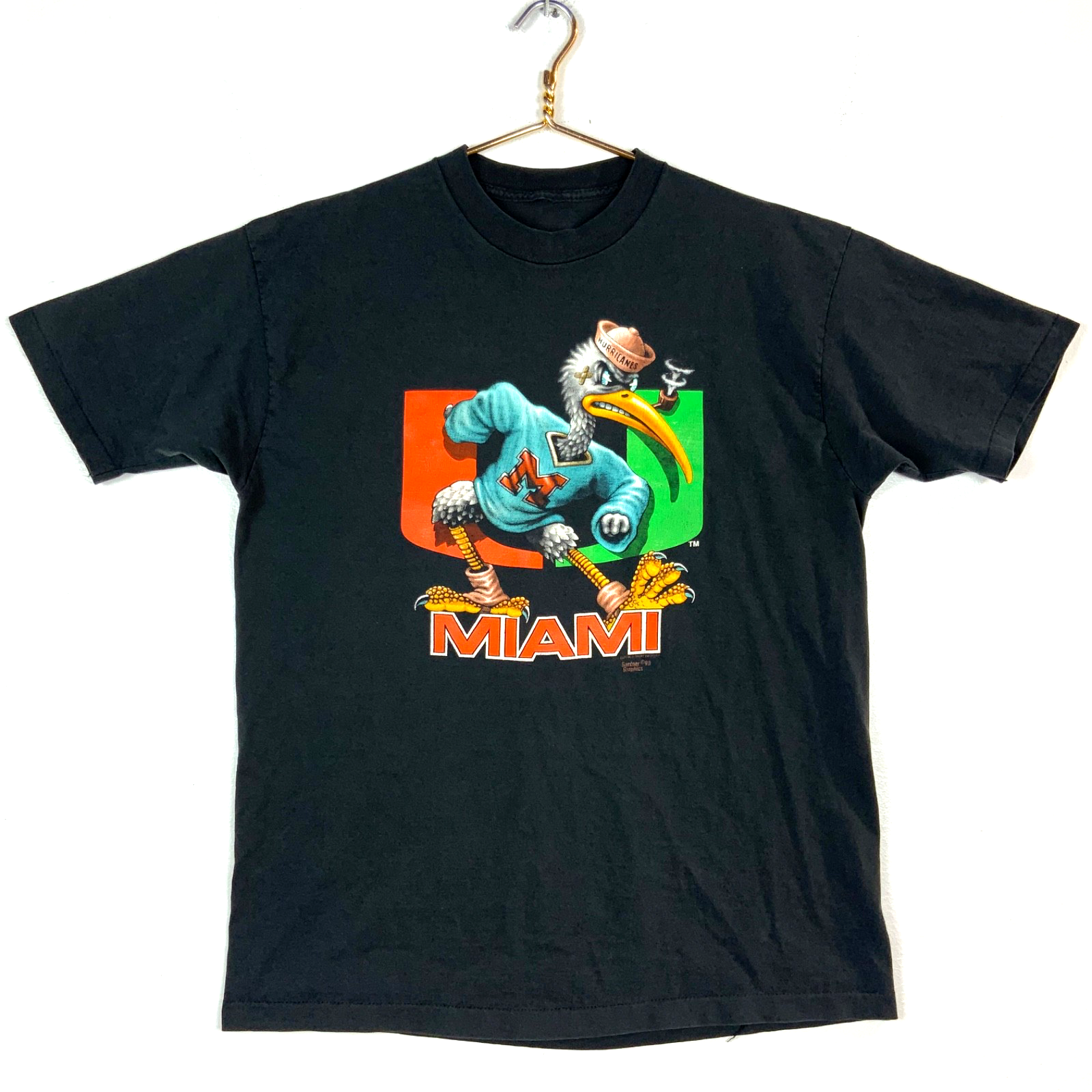 Vintage Miami Hurricanes T-Shirt Large Black Single Stitch Ncaa